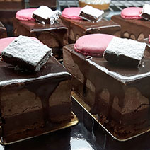 Cakes with different layers of chocolate